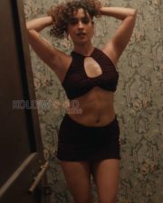 Sultry Sanya Malhotra Cleavage in a Dark Brown Cutout Halter Crop Top Photos 04 Sultry Sanya Malhotra Cleavage in a Dark Brown Cutout Halter Crop Top Photos 04