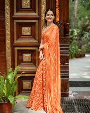 Traditional Beauty Ashika Ranganath in an Orange Lehenga Photos 04
