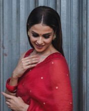 Actress Genelia Deshmukh in a Red Saree Photos 02