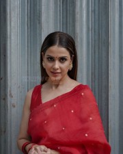 Actress Genelia Deshmukh in a Red Saree Photos 03