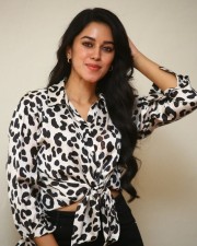 Actress Mirnalini Ravi in Black Dotted Shirt Photoshoot Stills 07