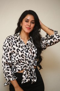 Actress Mirnalini Ravi in Black Dotted Shirt Photoshoot Stills 07