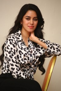 Actress Mirnalini Ravi in Black Dotted Shirt Photoshoot Stills 10