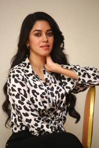 Actress Mirnalini Ravi in Black Dotted Shirt Photoshoot Stills 12