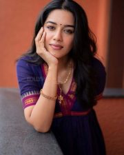 Attractive Mirnalini Ravi in a Purple Anarkali Kurta Photos 03