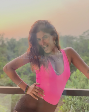 Beaming Actress Karishma Sharma in a Neon Pink Swimsuit Black Lace Skirt Photos 01 Beaming Actress Karishma Sharma in a Neon Pink Swimsuit Black Lace Skirt Photos 01
