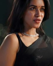 Mama Mascheendra Heroine Mirnalini Ravi Gorgeous in a Transparent Black Saree Photos 02