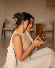 Romeo Heroine Mirnalini Ravi in a White Pant and Beige Sleeveless Top Pictures 01