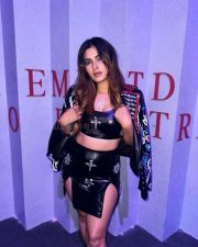 Sexy Karishma Sharma in a Black Jacket at Divine And Karan Aujla s Music Album Launch Bash Photos 03