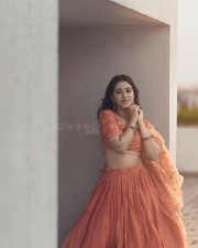 Sexy Mirnalini Ravi in a Orange Lehenga Photos 04
