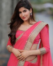 Actress Sakshi Malik in an Embroidered Silk Saree Photos 02