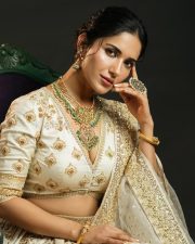 Alcohol Actress Ruhani Sharma in an Ivory Bridal Lehenga Photos 02