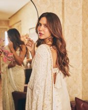 Attractive Sonam Bajwa in a White Floral Embroidered Saree with a Matching Deep V Neckline Sleeveless Blouse Pictures 05