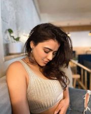 Big Chested Ketika Sharma in a Beige Crop Top Photos 02