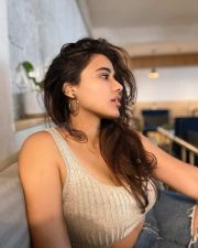 Big Chested Ketika Sharma in a Beige Crop Top Photos 03