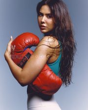 Bold Actress Sonam Bajwa in a Teal Sports Bra White High Waist Biker Shorts Photos 03