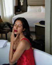 Bold Sonam Bajwa in a Red Corset Crop Top Pictures 05