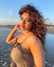 Curvy Beach Beauty Ketika Sharma in a Grey Top with Black Denim Pictures 07