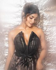 Dazzling Actress Dimple Hayathi in a Black Striped Sweetheart Neckline Dress Photos 03 Dazzling Actress Dimple Hayathi in a Black Striped Sweetheart Neckline Dress Photos 03