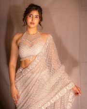 Dazzling Sakshi Malik in a White Embellished Saree with a Halter Neck Blouse Photos 01