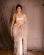 Dazzling Sakshi Malik in a White Embellished Saree with a Halter Neck Blouse Photos 03 Dazzling Sakshi Malik in a White Embellished Saree with a Halter Neck Blouse Photos 03