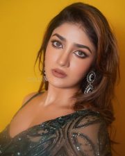 Dilmaar Heroine Dimple Hayathi in a Dark Green Saree with a Low Neck Sleeveless Blouse Photos 11