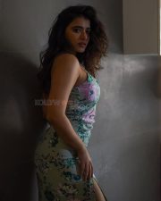 Dream Beauty Ketika Sharma in a Blue Floral Midi Dress Photos 02