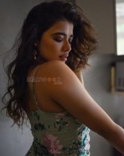 Dream Beauty Ketika Sharma in a Blue Floral Midi Dress Photos 03