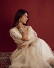 Elegant Sonam Bajwa in an Off White Aangiwali Saree with a Short Sleeved Gota Patti Blouse Photos 02
