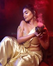 Glamorous Dharsha Gupta in a Golden Saree with Strapless Blouse Photos 06 Glamorous Dharsha Gupta in a Golden Saree with Strapless Blouse Photos 06