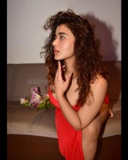 Glamorous Ketika Sharma in an Orange Thigh Slit Dress for Valentines Day Photos 02