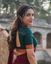 Glamorous Ruhani Sharma in a Maroon Half Saree with Green Blouse Pictures 06