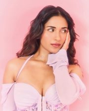 Gorgeous Ruhani Sharma in a Pink Mini Dress with a Deep Cleavage Neckline Photos 01