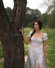 Hot and Cute Sonam Bajwa in a Floral Puff Sleeves Thigh Slit Dress Photos 02