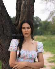 Hot and Cute Sonam Bajwa in a Floral Puff Sleeves Thigh Slit Dress Photos 03