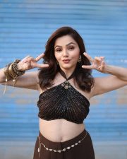 Hum Tum Maktoob Actress Rubina Dilaik in a Brown Skirt and Black Halter Neck Bralette Photos 01