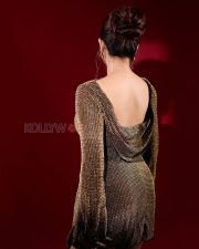 Luminous Actress Rittika Chakraborty in a Gold Metallic Backless Dress Photos 03