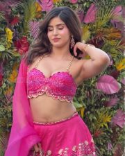 Photogenic Sakshi Malik in a Hot Pink Bralette Top with a Pink A Line Lehenga Skirt Photos 03