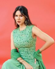 Pitt Siyapa Actress Sonam Bajwa in a Mint Green Embroidered Anarkali Suit Photos 01