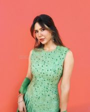 Pitt Siyapa Actress Sonam Bajwa in a Mint Green Embroidered Anarkali Suit Photos 03