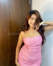 Playful Rittika Chakraborty Cleavage in a Pink Halter Neck Ruched Mini Dress Photos 06