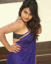Priyanka Augustin Sexy Blue Saree Photos 06