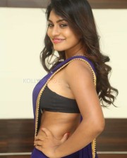 Priyanka Augustin Sexy Blue Saree Photos 16
