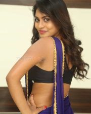 Priyanka Augustin Sexy Blue Saree Photos 17