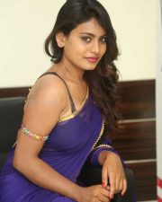 Priyanka Augustin Sexy Blue Saree Photos 26