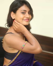 Priyanka Augustin Sexy Blue Saree Photos 32