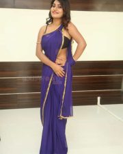 Priyanka Augustin Sexy Blue Saree Photos 36