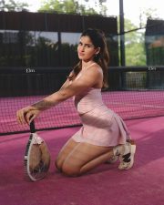 Provocative Sakshi Malik in a Baby Pink Ribbed Athletic Tank Top with a Matching Pleated Tennis Skirt Pictures 01
