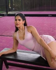 Provocative Sakshi Malik in a Baby Pink Ribbed Athletic Tank Top with a Matching Pleated Tennis Skirt Pictures 04