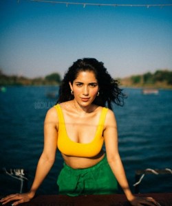 Ruhani Sharma in Sexy Yellow Top Showing Cleavage Photos 01